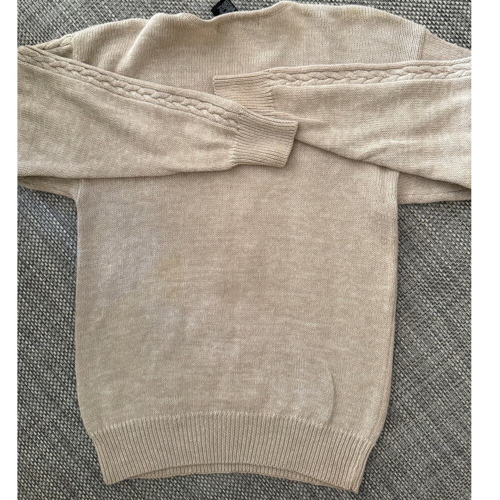 IB DIFFUSION Ramie/Cotton Embroidered Floral Crewneck Long Slv Sweater Beige M - Picture 2 of 4